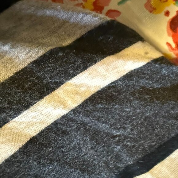 Loft Black/Gray/White Striped Sleeveless Stretch Dress - Faux Wrap - Medium - Picture 8 of 8